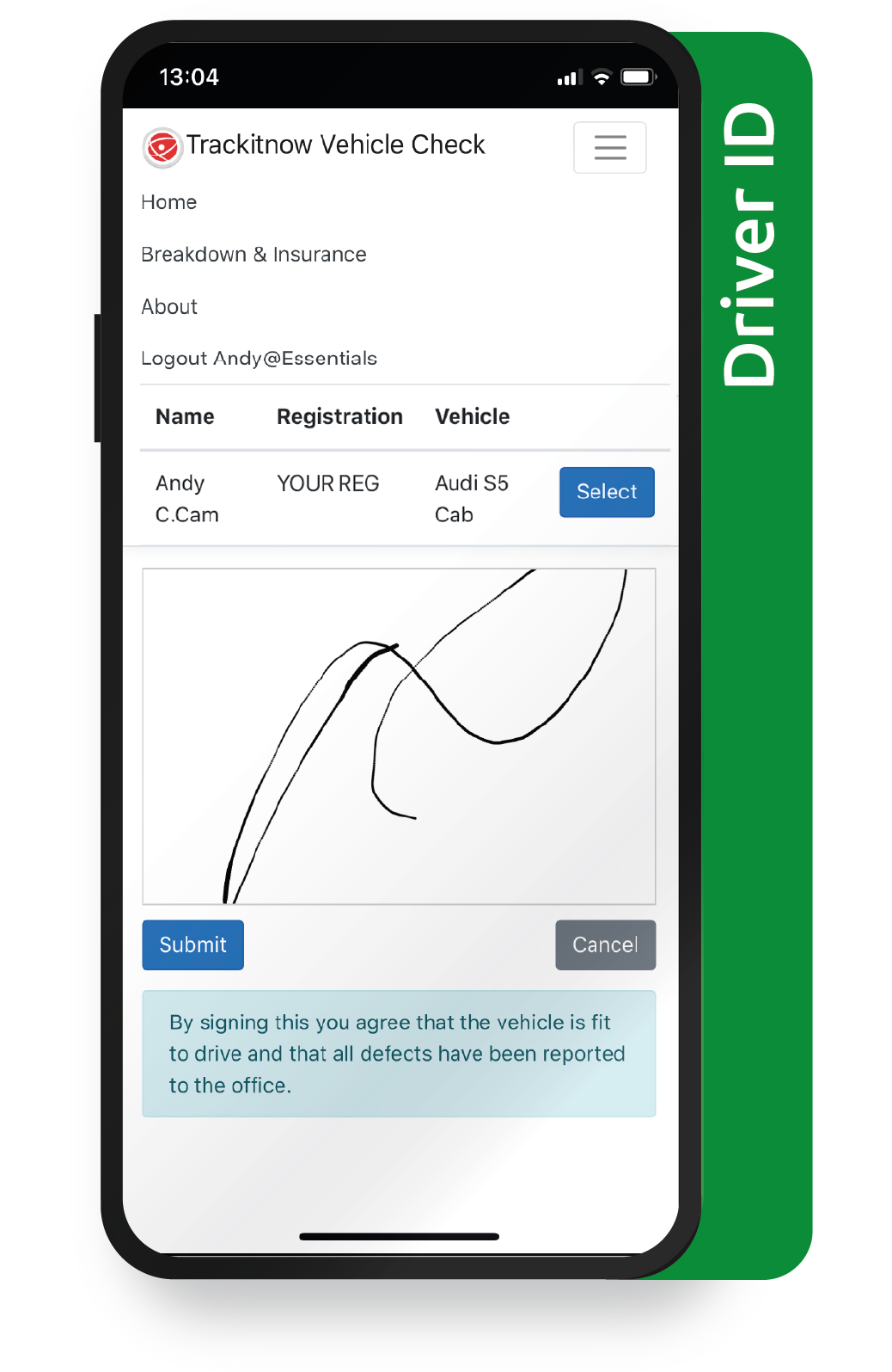 Driver ID and Vehicle Check App